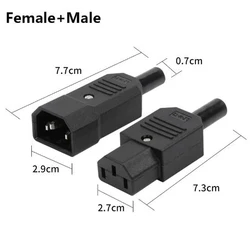 IEC Straight Cable Plug Connector C13 C14 10A 250V Black female&male Plug Rewirable Power Connector 3 pin AC Socket