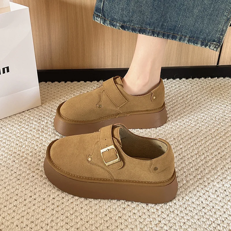 

Women's Thick-Soled Single Shoes to Match Dresses Autumn Style Petite Platform Shoes Height Increasing Shoes Versatile Mules