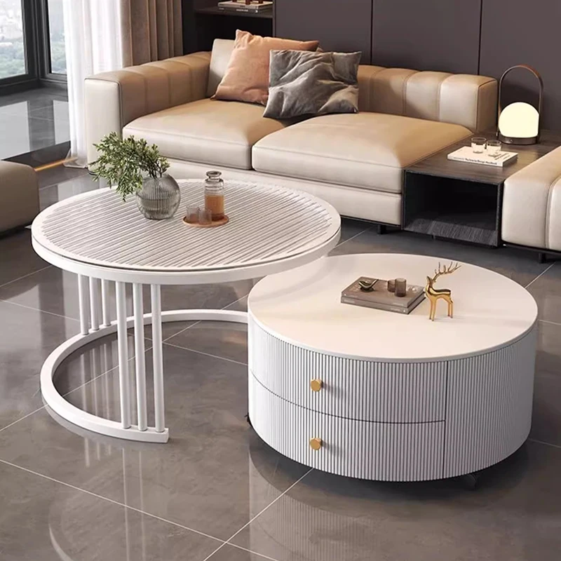 

Storage Modern Coffee Tables Luxury Nordic Glam Decor Coffee Tables Round Metal Muebles Para El Hogar Living Room Furniture