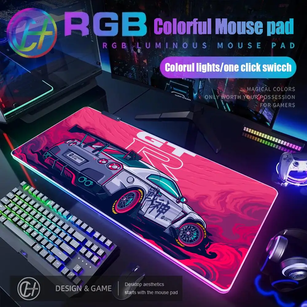 

Rally Sports GTR Race Car Mouse Pad XXL Super Car RGB Gaming Mouse Pad HD Gamer Large LED Light Desk Mat PC Computer Carpet