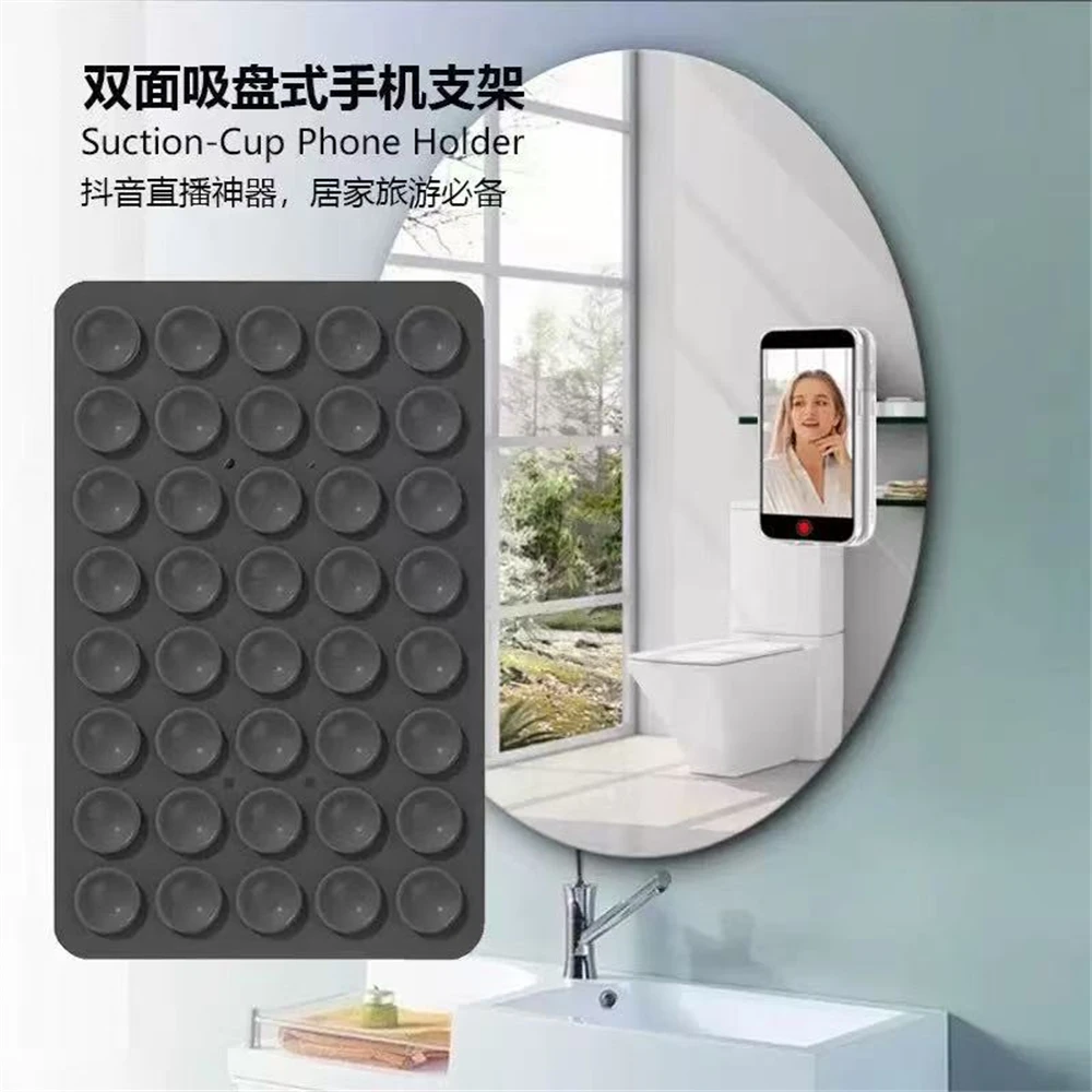 

Silicone Suction Phone Holder Mat Multi-functional Suction Cup Phone Stand Square Anti-Slip Single-Sided Case Mount Back Sticker