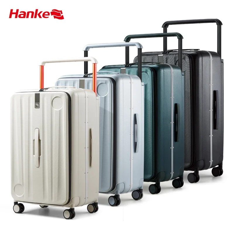 Hanke private custom design aluminum frame luggage 26 inch luxury high quality travel smart suitcase 2024