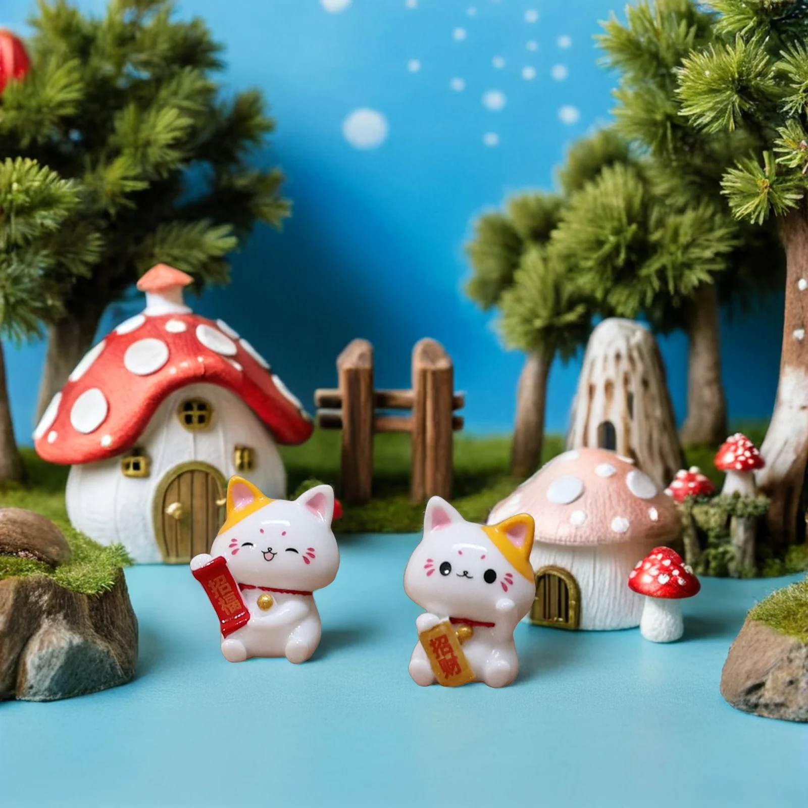 

12pcs Set Resin Cute Statue For Garden Yard Pond Patio Decor Kitten Planter Cat Figure Decor Micro Landscaping Ornaments Cat