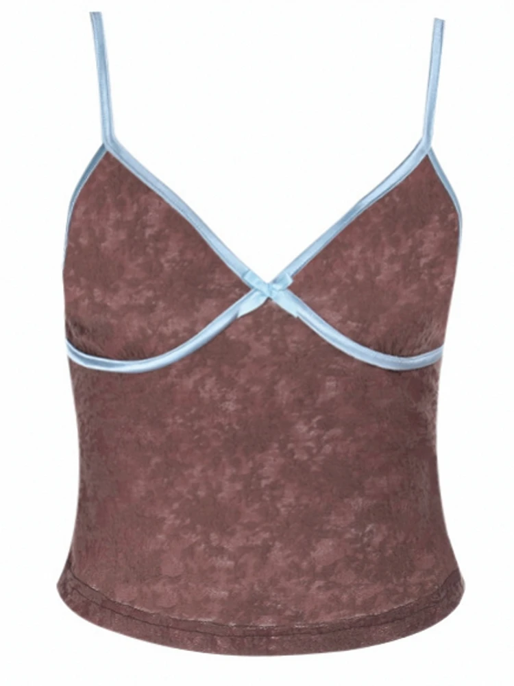 2026 المرأة الصيف السباغيتي حزام الأعلى عارية الذراعين الرسن الخامس الرقبة الأساسية البني كامي أكمام تانك القمم المرأة الصيف بروتيل #2