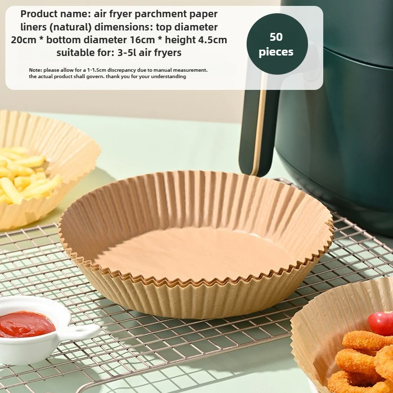 

50 Pcs Disposable Air Fryer Paper Liner 16/20CM Oil-proof Water-proof Airfryer Disposable Cooking Paper Trays Baking Paper