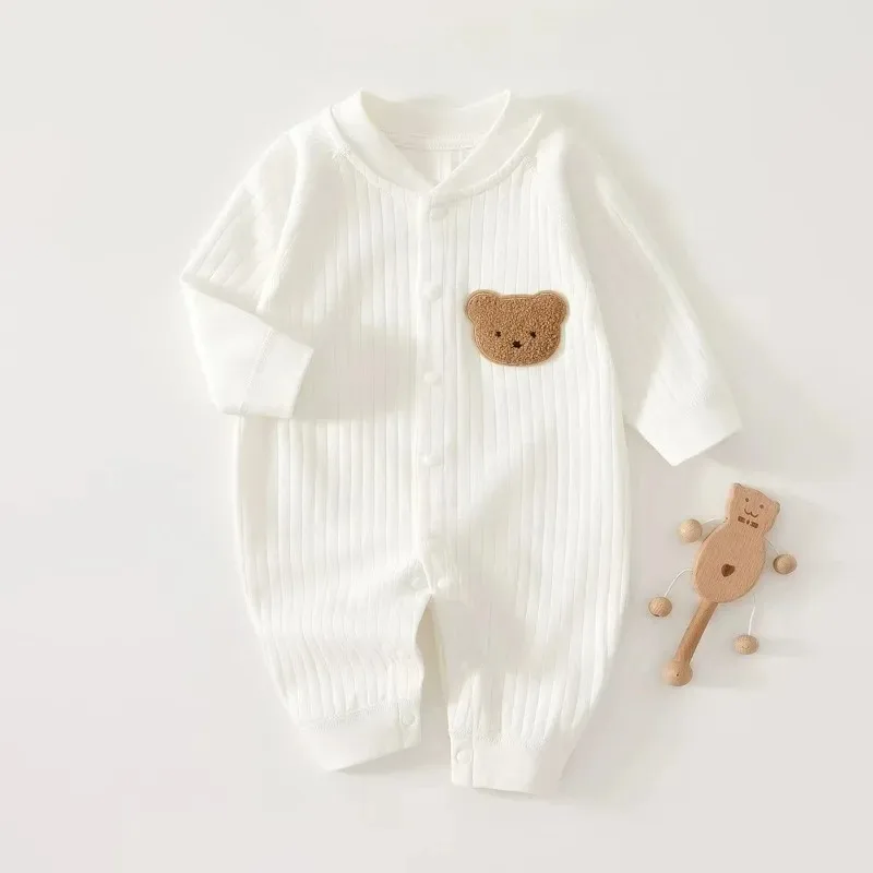 3-9 Months All Seasons Cute Infant Newborn Baby Romper Baby Boy Girl Cartoon Bear Cotton Jumpsuit