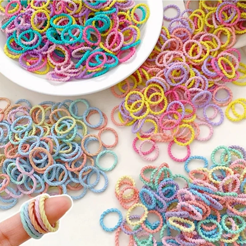 100 pçs/saco faixa de borracha das crianças meninas amarrar o cabelo sem machucar boa elasticidade durável bandana infantil bonito bebê polegar