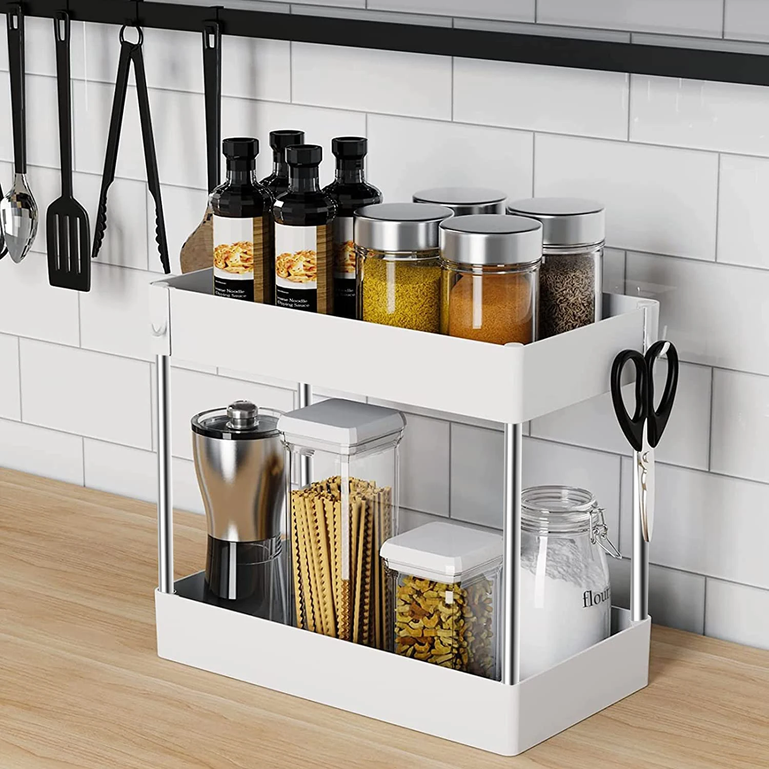 Kitchen Under Sink Storage Organizer Shelf 2 Tier Drawer Multipurpose Rack Cabinet Under Sink Storage Rack Bathroom Organizer