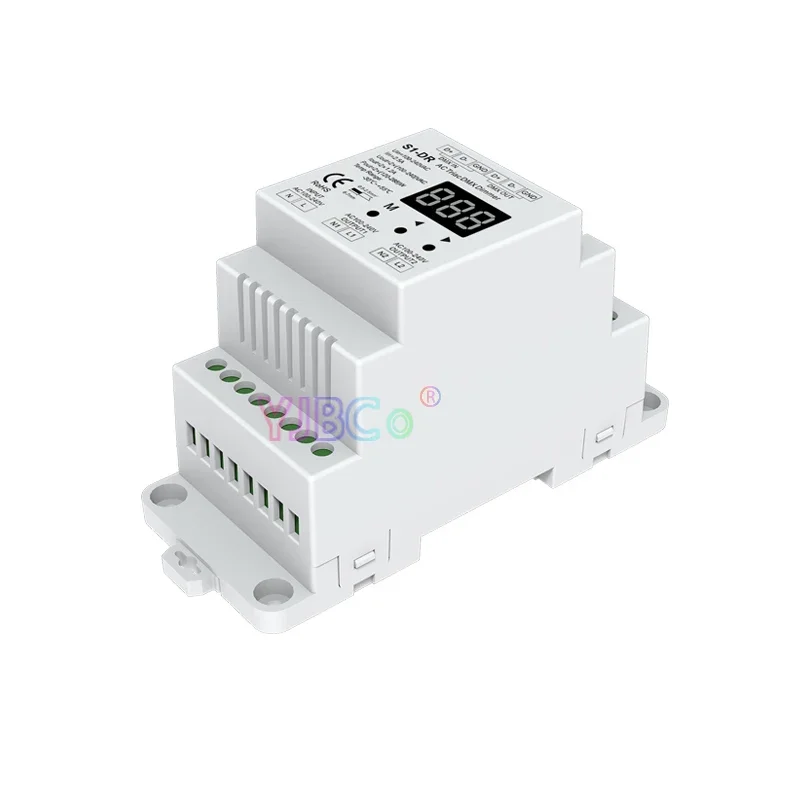 S1-DR DIN Rail 2 Channel AC Triac DMX Dimmer Dual Channel Output Silicon DMX 512 Controller AC 110V 220V Numeric display