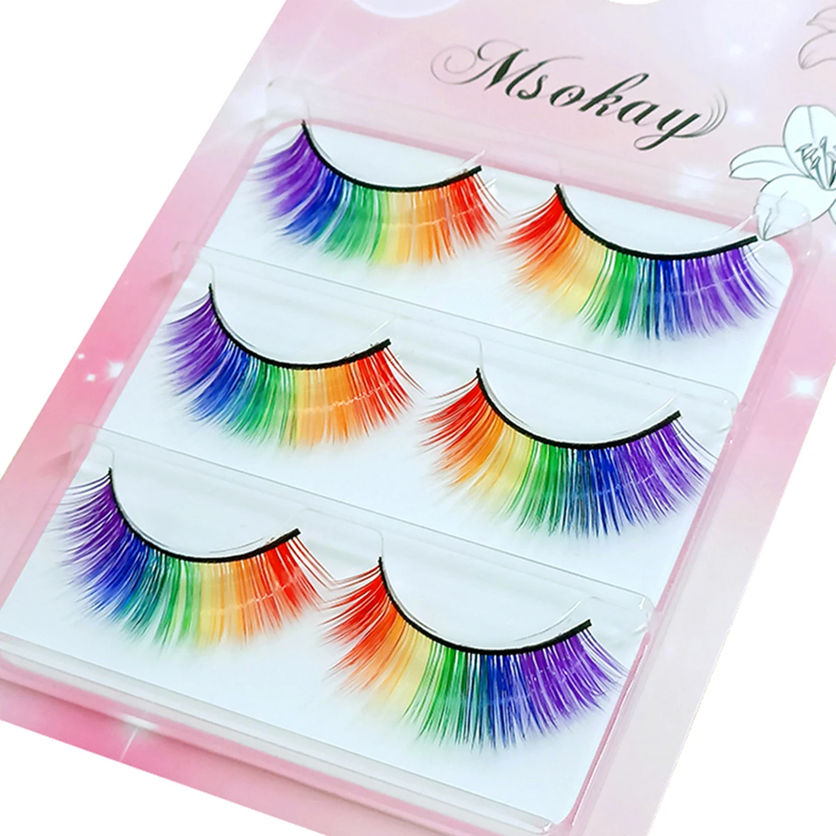 3 paia 3D soffici ciglia colorate ciglia finte colori arcobaleno ciglia per bambole trucco ciglia finte estensione ciglia lunghe