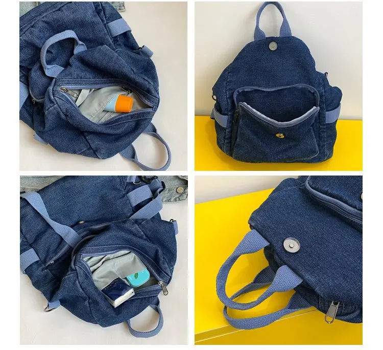 데님 여성 배낭 대용량 학교 가방 대학생 여행 숙녀 손 가방 다기능 여성 숄더 가방 가방
