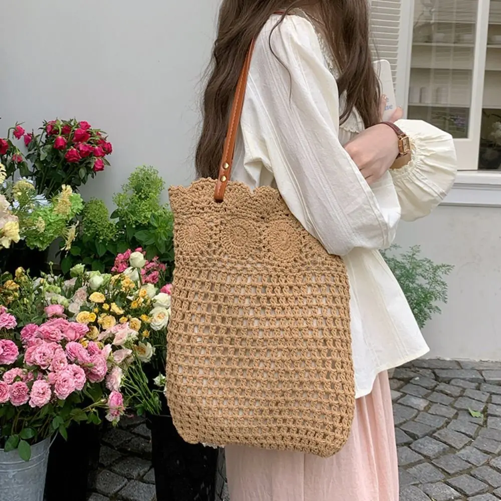 

Summer Shoulder Bag Hollowed Out Knitted Bag Flower Bohemian Weave Bag Large Capacity Handbag Beach Starw Bag Shopping