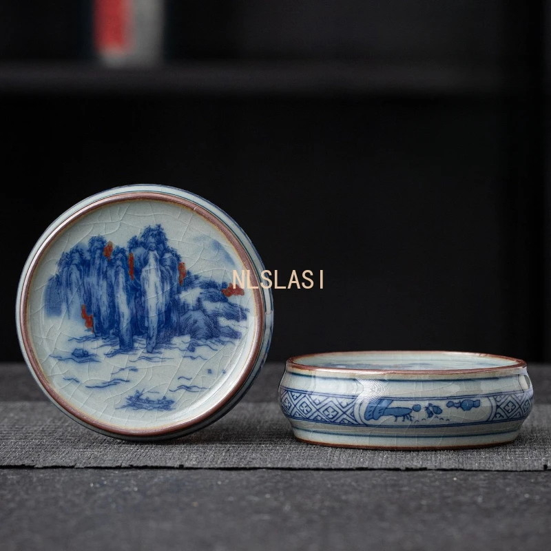 1pc Chinese Style Ceramic Tea Tray Living Room Coaster Kung Fu Tea Set Pairing Tea Lid Placement Tray Kitchen Bar Supplies