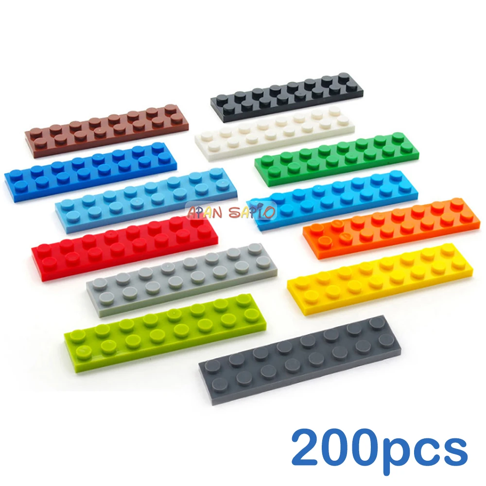 200pcs DIY Building Blocks Thin Figures Bricks 2x8 Dots 13Color Educational Creative Toys for Children Size Compatible With 3034