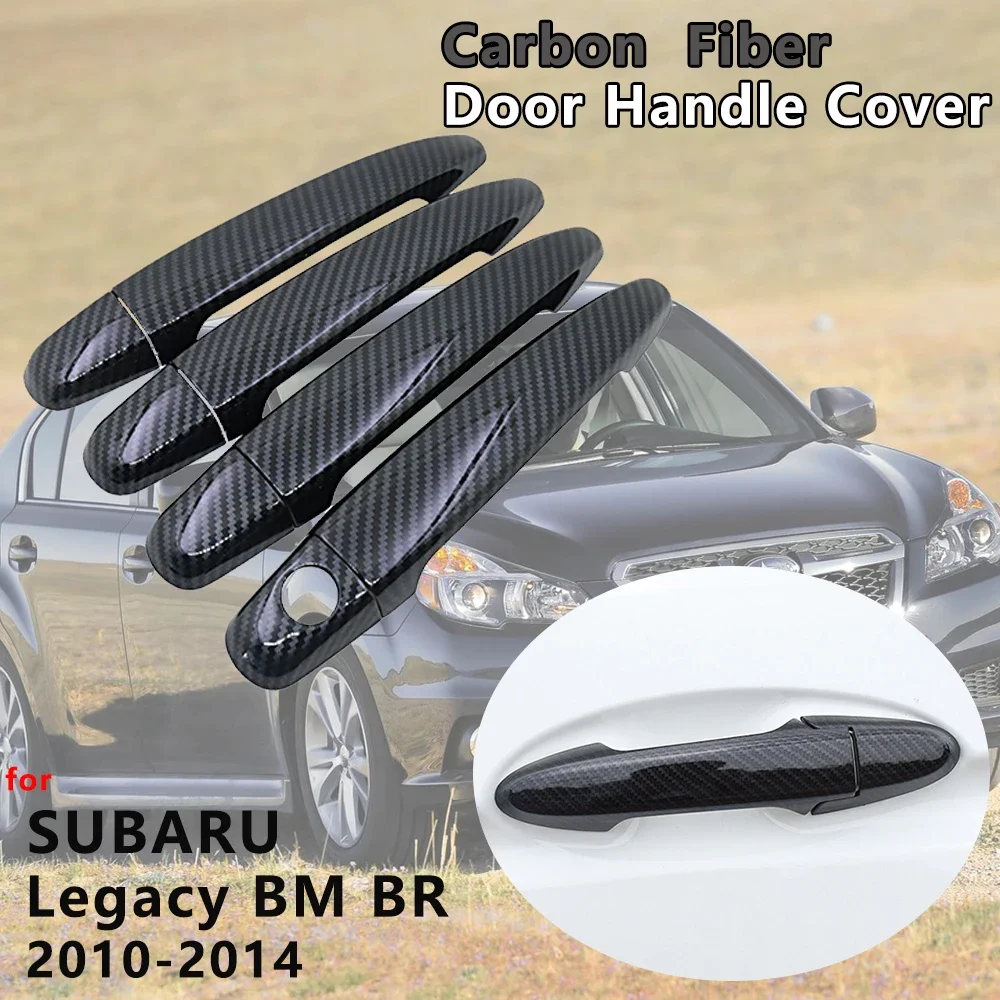 for Subaru Legacy BM BR 2010 2011 2012 2013 2014 4 PCS Carbon Fiber Door Handle Cover Trim Catch Car Cap Stickers Accessories