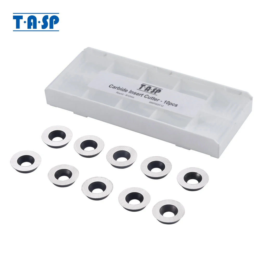 TASP – fraises en carbure pour tour à bois, 12mm, 10 pièces rondes, outils pour tourner le bois, couteaux creux pour mandrin