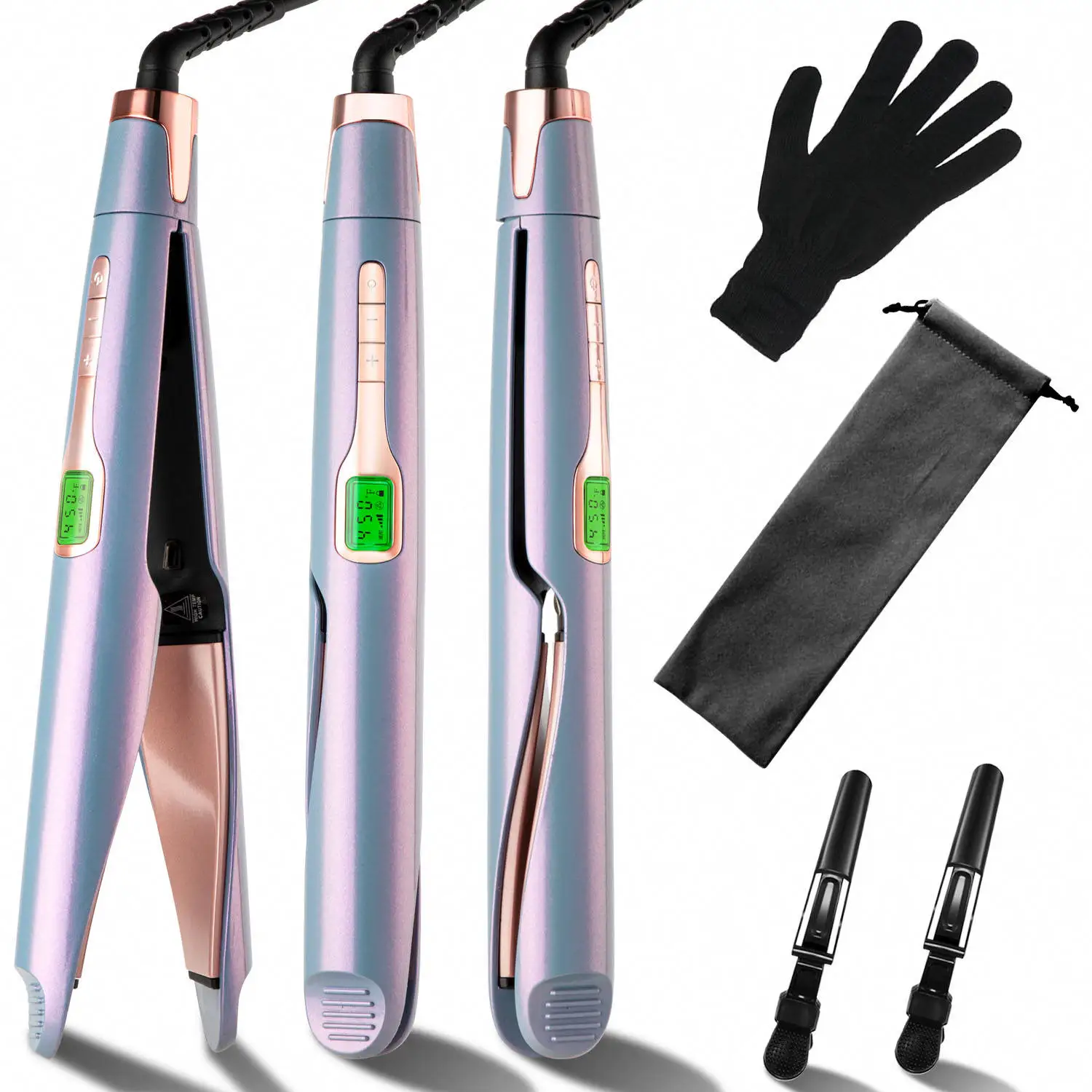 Ceramic Hair Curler Iron with PTC Technology and LCD Temperature Display for Hotels