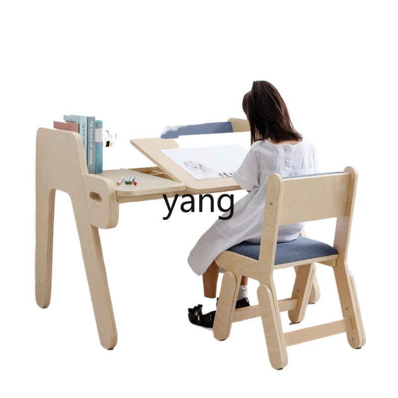 

CX Wooden Writing Table and Chair Adjustable Primary School Student Student Household School Desk and Chair Suit