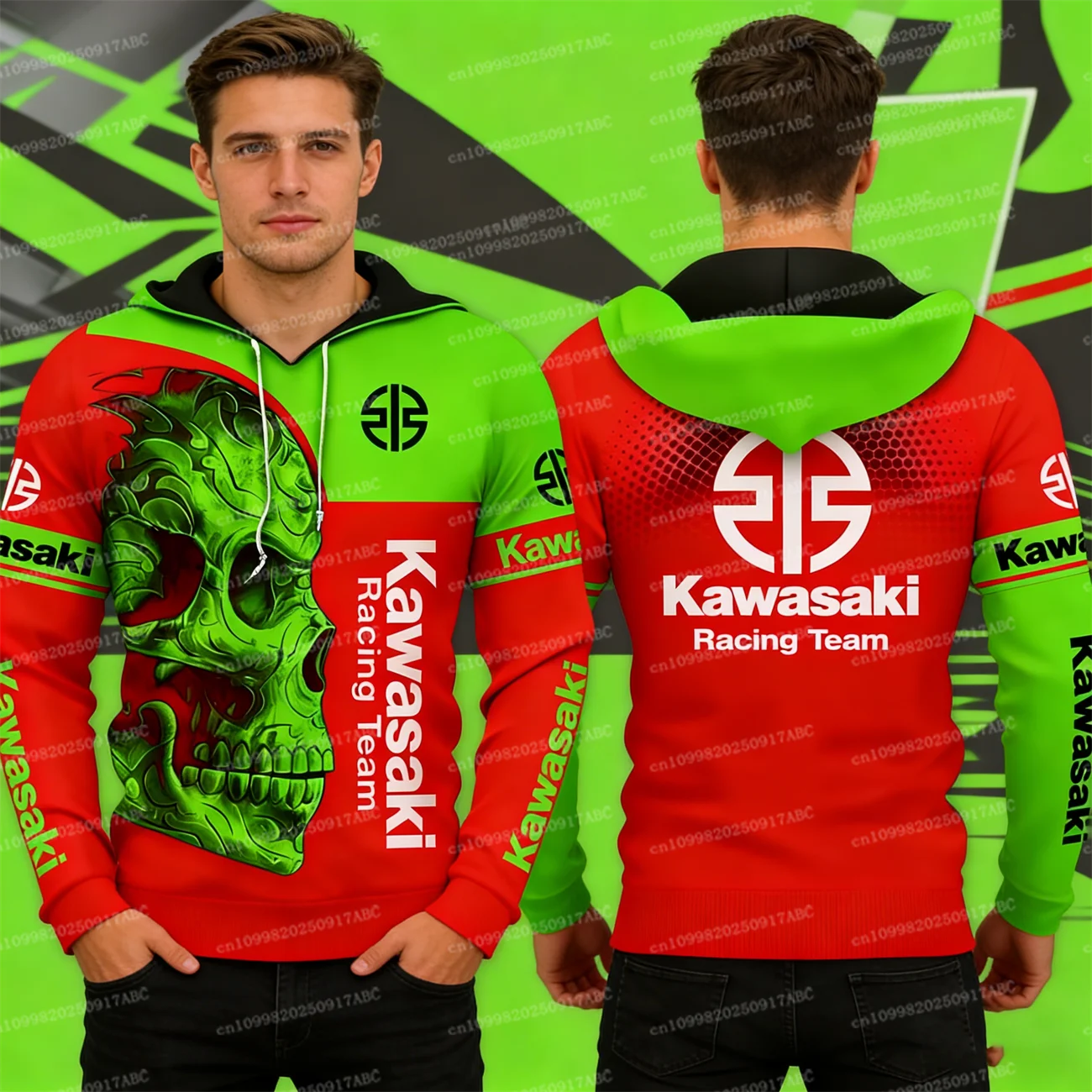 

(Kawasaki) Мужская толстовка Kawasaki с капюшоном Мужская толстовка Спортивная одежда Женская толстовка с 3D принтом Приключения Модный мотоциклетный топ