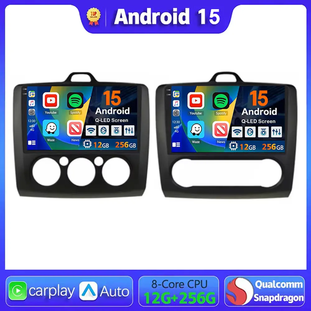 

Android 15 Carplay Car Radio For Ford Focus 2 3 Mk2 Mk3 2004 2005- 2011 Navigation GPS Multimedia Player WiFi+4G Stereo Auto DSP