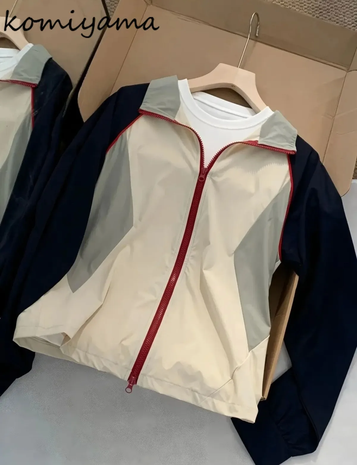 

Контрастный воротник-стойка Chaquetas De Mujer 2025, куртка с длинными рукавами, женские куртки на молнии Casaco, солнцезащитная верхняя одежда
