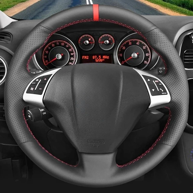 Anti-Slip Black Artificial Leather Car Steering Wheel Cover For Fiat Bravo Grande Punto Linea Qubo Doblo Punto Opel Combo