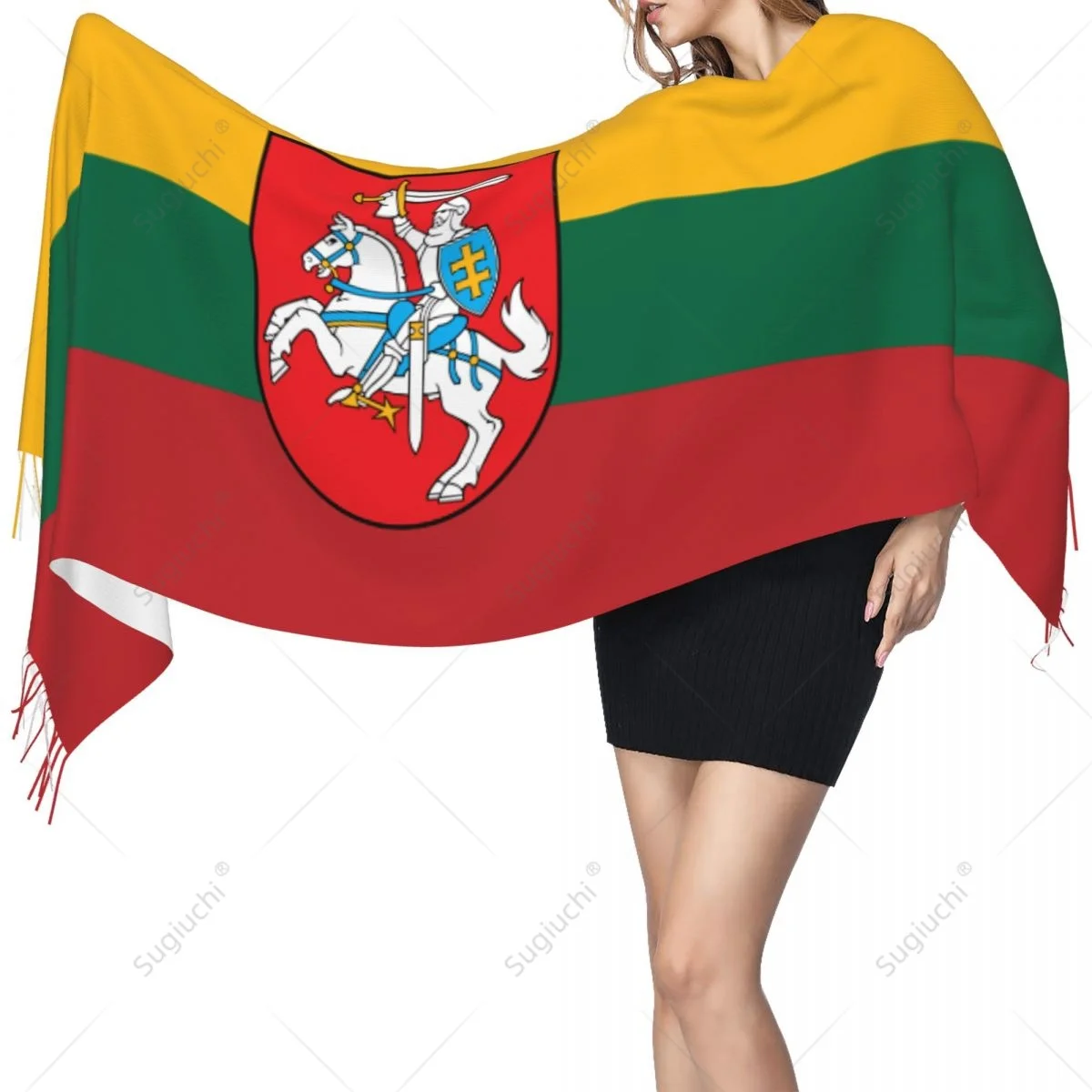 Lithuania Emblem Flag Scarf Pashmina Warm Scarves Shawl Wrap Hijab Spring Winter Multifunction Unisex