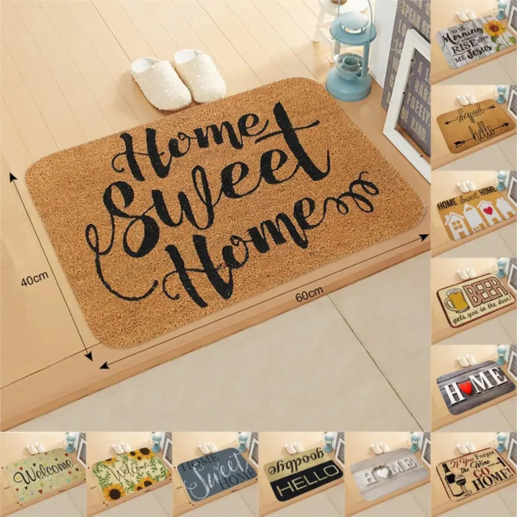 40x60cm Bathroom Kitchen Floor Mat Welcome Sweet Home Letter Front Door Mat Doormat Anti Slip Floor Mats For Living Rooms