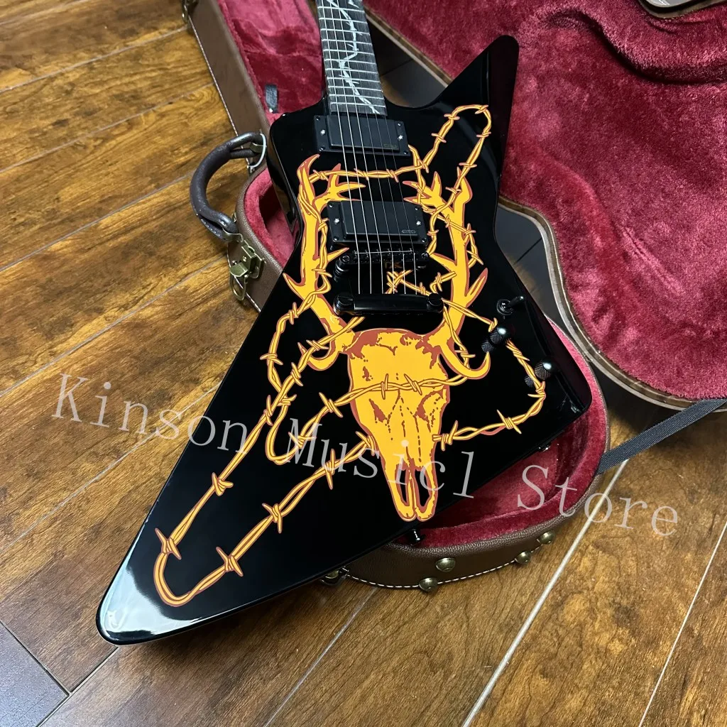 Custom James Hetfield Elk Skull Explorer electric guitar HH pickup