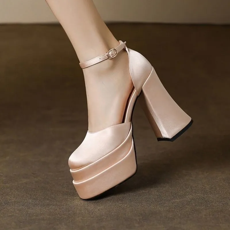 

Туфли Мэри Джейн, женские туфли-лодочки на очень высоком каблуке 2025 года и платформе с одним ремешком