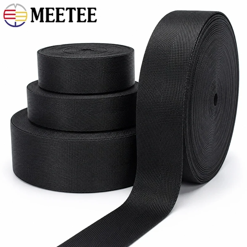 5 метров черной нейлоновой тесьмы Meetee 20-50 мм в форме елочки для ремней рюкзаков, ремней безопасности, сумок, шитья одежды, рукоделия и аксессуаров для поделок своими руками