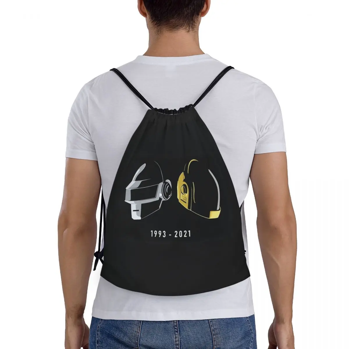 

Daft Punk Electronic Music Band Tribute Helmet Art Backpacks Drawstring Bags Storage Bag Book Bags For Man Woman Students
