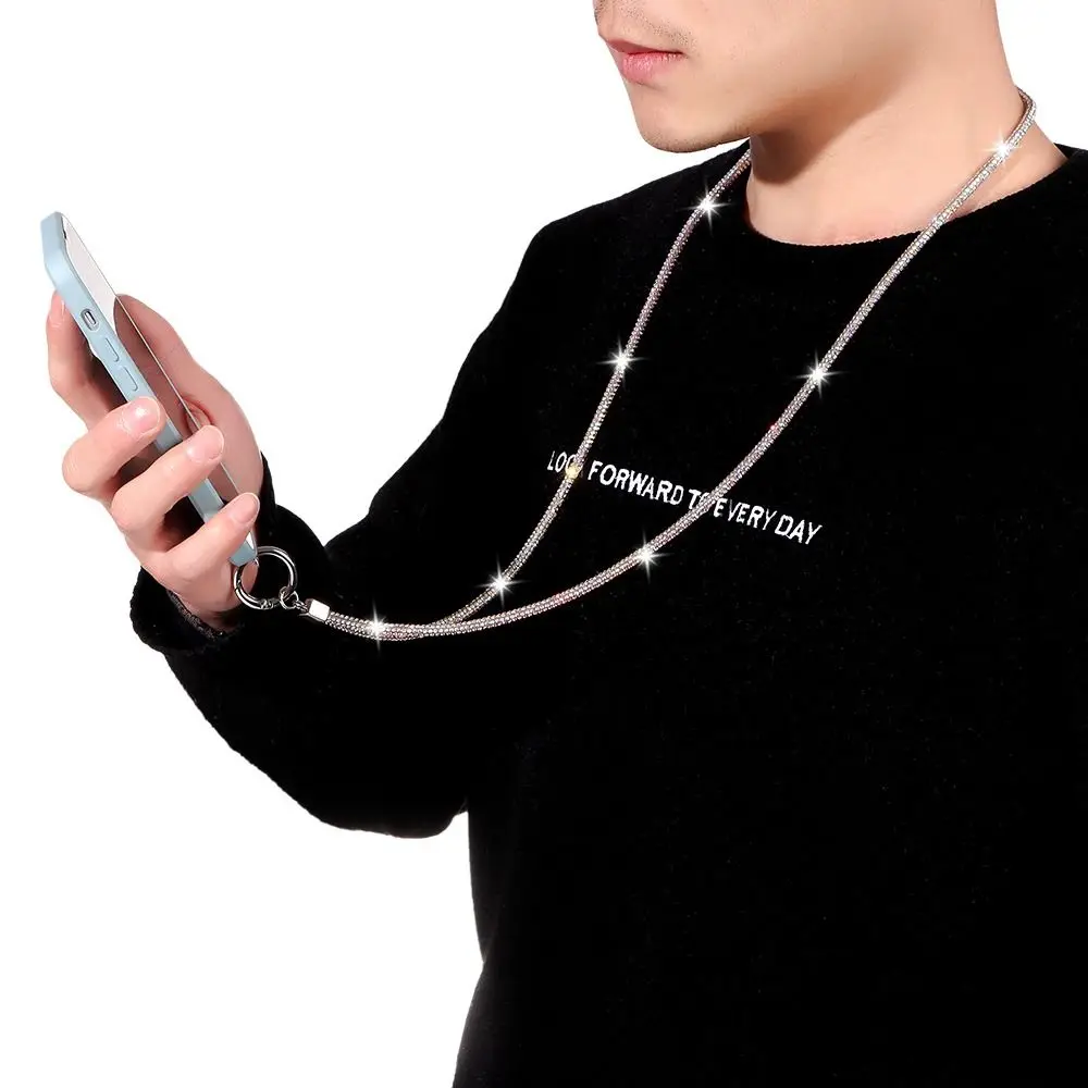 Luxury Keychain Bright Chain Straps Rhinestone Phone Lanyard Hanging Cord Crystal Anti-lost Rope