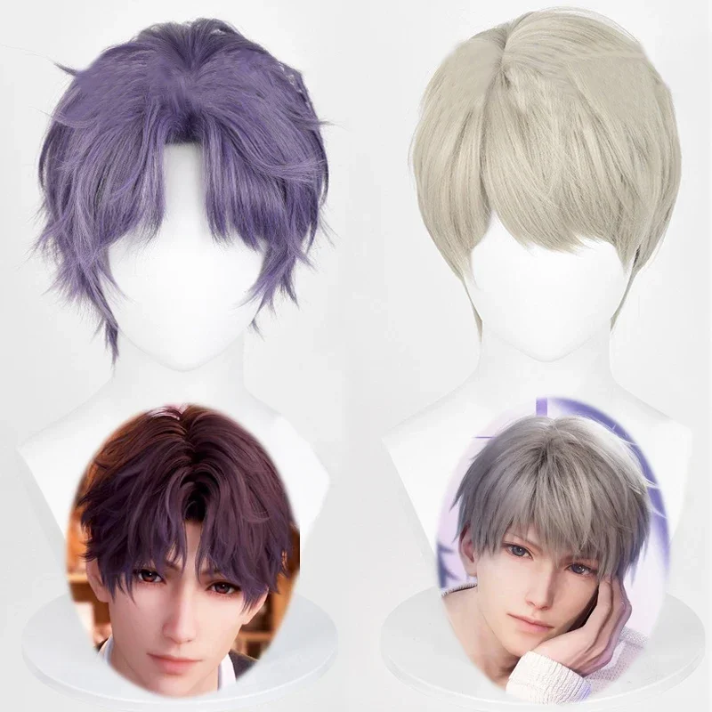 Game Love And Deepspace Xavier Rafayel Cosplay Wig Adult Unisex Short Hair Heat Resistant Synthetic Wigs Halloween Props