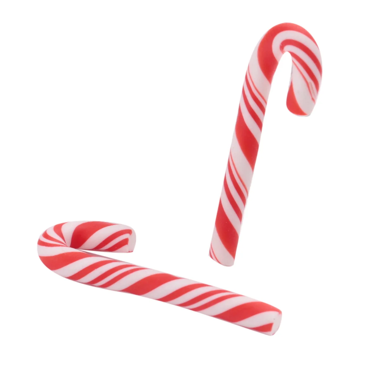 

100Pcs Red and White Handmade Christmas Candy Cane Miniature Food Dollhouse Home Decor Clay Candy Cane About 3.2x1cm