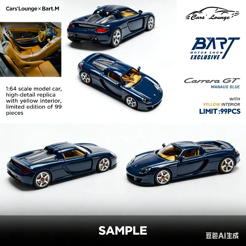 

Cars'Lounge × Bart.M 1:64 Carrera GT Mahogany Blue, реалистичная модель автомобиля из смолы, игрушка для мальчиков, коллекционный предмет для взрослых, предмет декора.