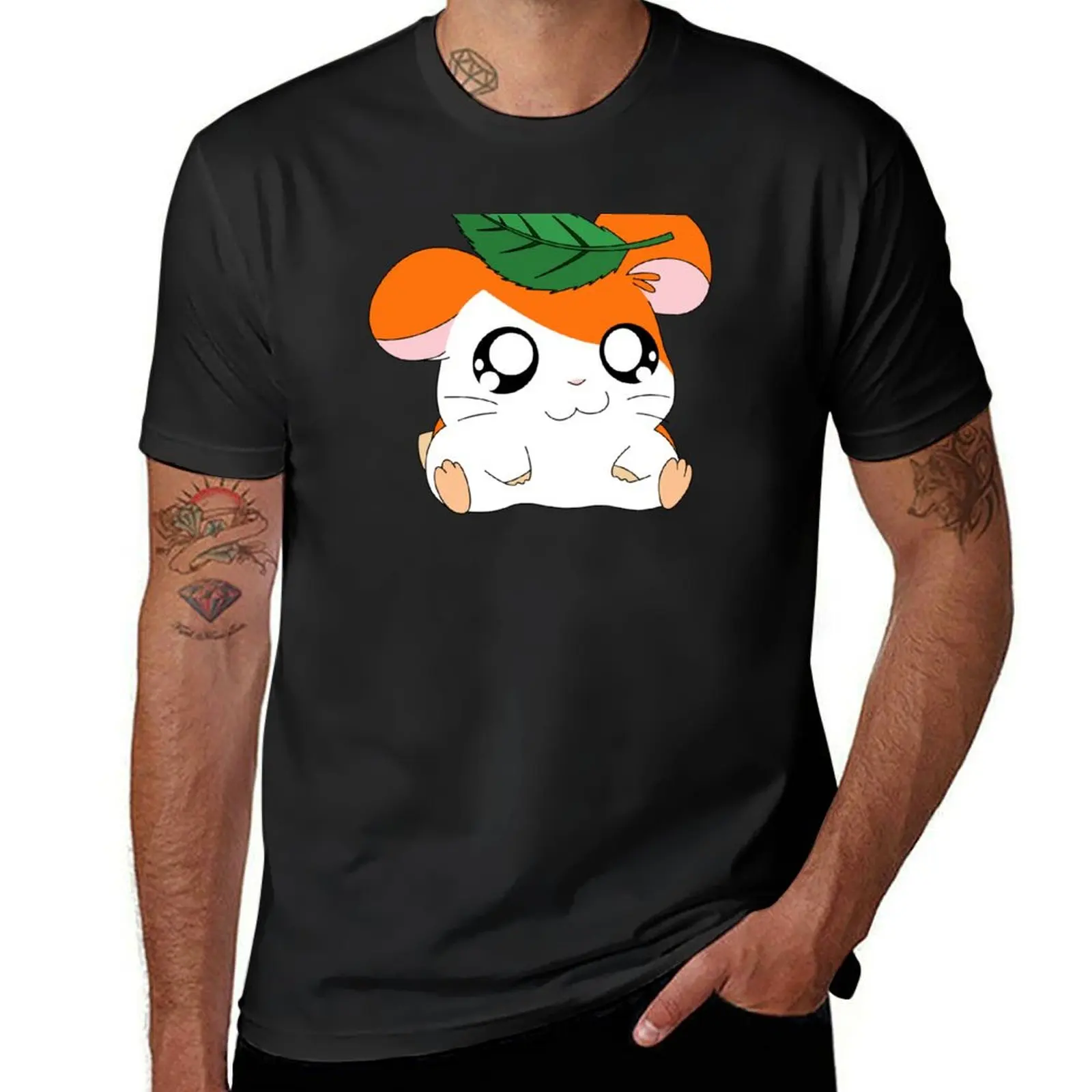 Hamtaro with Leaf T-Shirt oversized plus size tops mens cotton t shirts