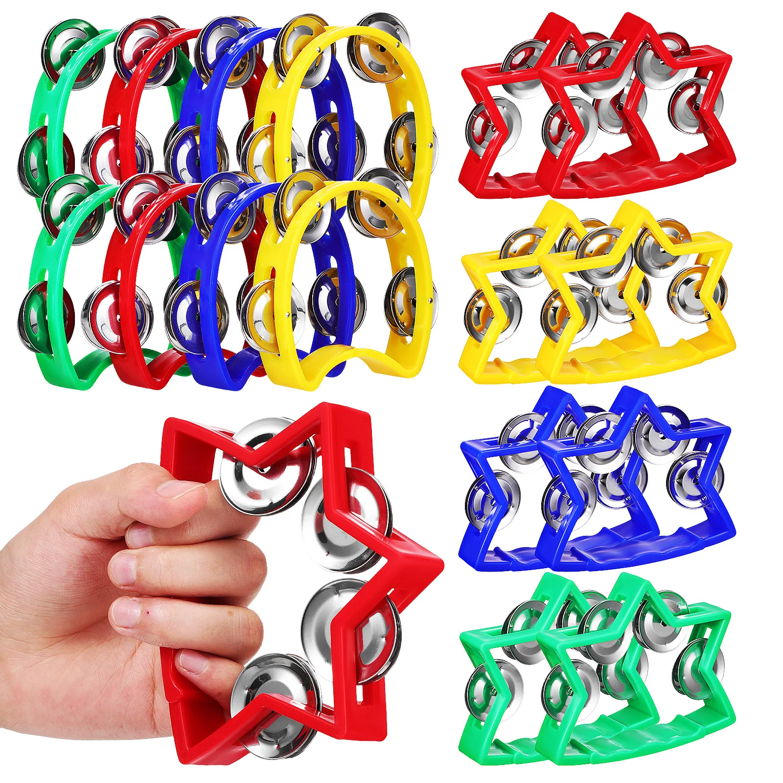16Pcs Hand Jingle Bells Small Portable Music Instruments Suitable for Beginners Party Dance Rhythm Instrument Hand Bells