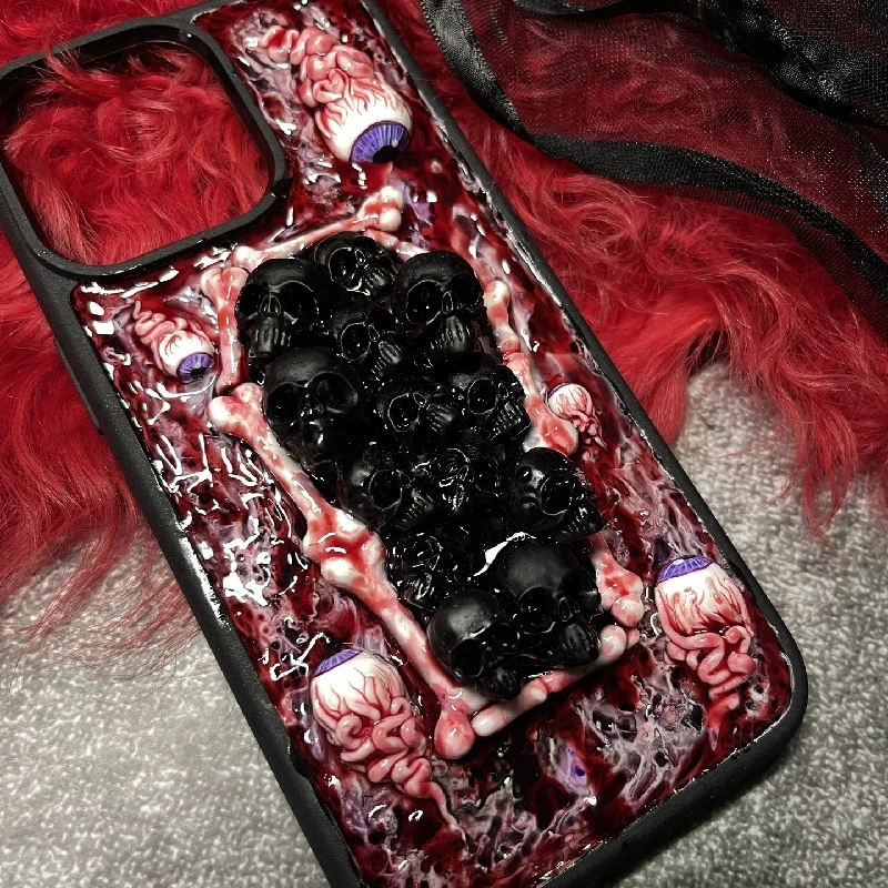 4077 Original 3D Handmade Mobile Phone Case Cthulhu Eye Skull Dark Gothic Art Horror Punk Style Custom Christmas Halloween Gift