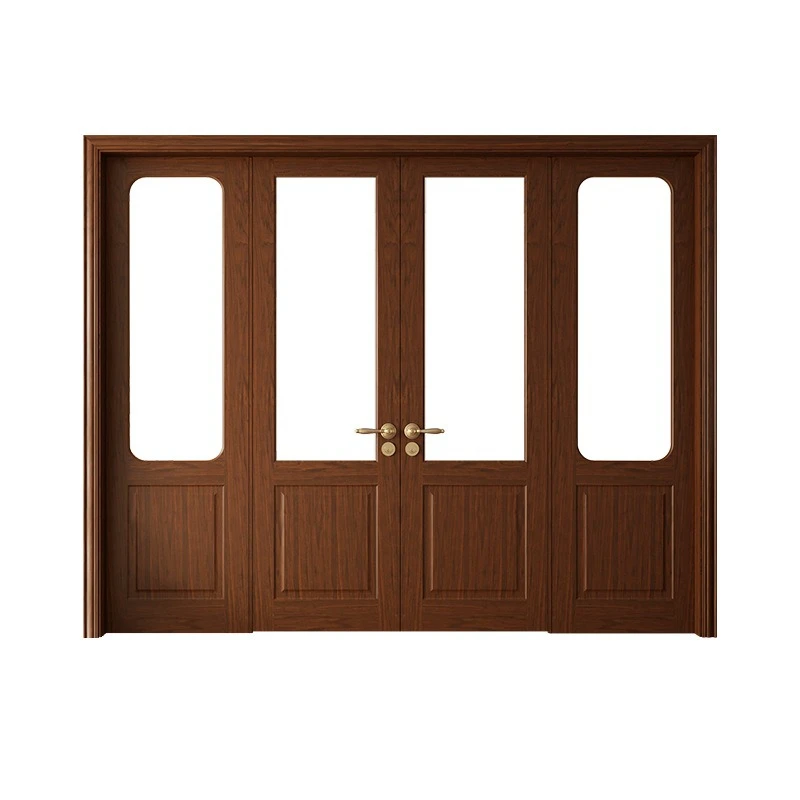 

Light French Balcony Glass Door, Painted Walnut Four Wooden Doors