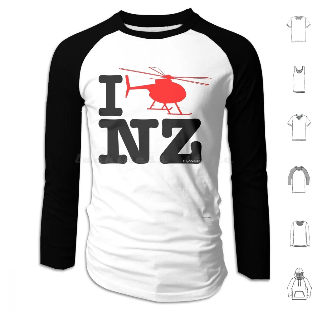 I " Fly " Nz-Chopper-Light Hoodie Cotton Long Sleeve Hughes 500 Robinson R44 R22 Helicopter Chopper Love Flying Love Aviation