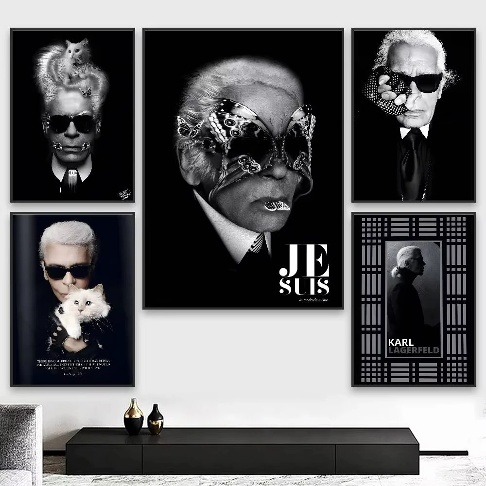 Affiche de créateur de mode Karl Lagerfelds, mur d'art, maison, salon, chambre à coucher, bar, décoration esthétique sans cadre