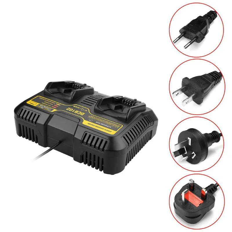 Fast charging DCB102 Li-ion Battery charger For DeWalt 12V 14.4V 18V 20V DCB105 DCB200 double charging postion with USB Port