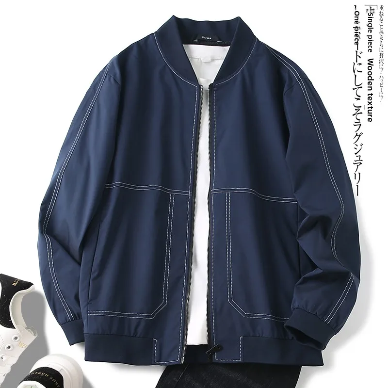 

Faionable Casual Baseball Jaet Men's Stand Fit Long Sve Zipper Closure Urban Sle Autumn Outerwear with Tail Label