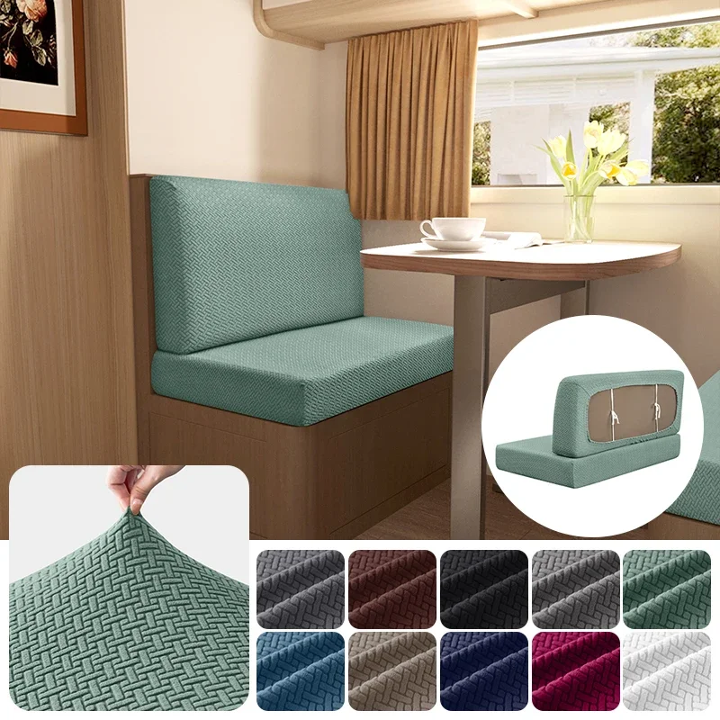 2 Pcs/set Twill Jacquard RV Dinette Cushions Covers Elastic Couch Cover Booth Seat Covers RV Camper Car Bench Backrest Cover