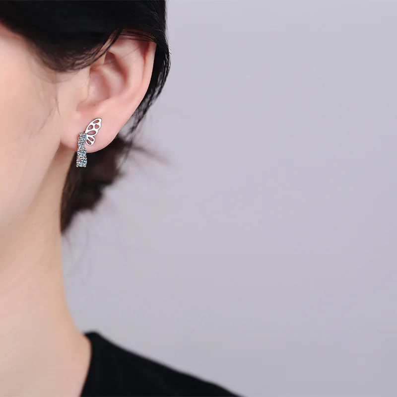 الفاخرة البلاتين Pt950 خمر 18 كيلو الذهب الأبيض إسقاط أقراط للنساء AAA 1.24ct مويسانيتي حجر مجوهرات الحفلات هدية #4