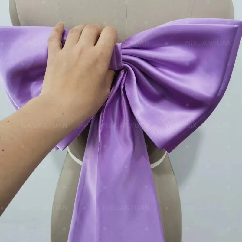 Separate Lavender Satin Bow Detachable Bridal Dress Satin Knot Accessories Wedding Accessories