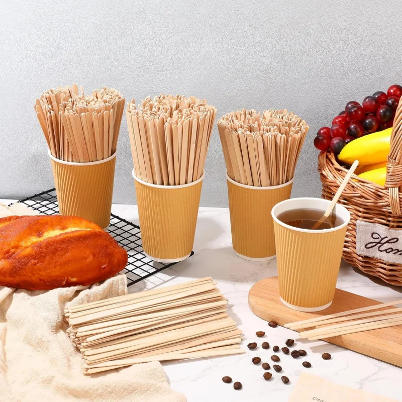 500-3000pc wood coffee stir sticks disposable wooden coffee stirrers bulk long tea stirring stick round end swizzle beverage