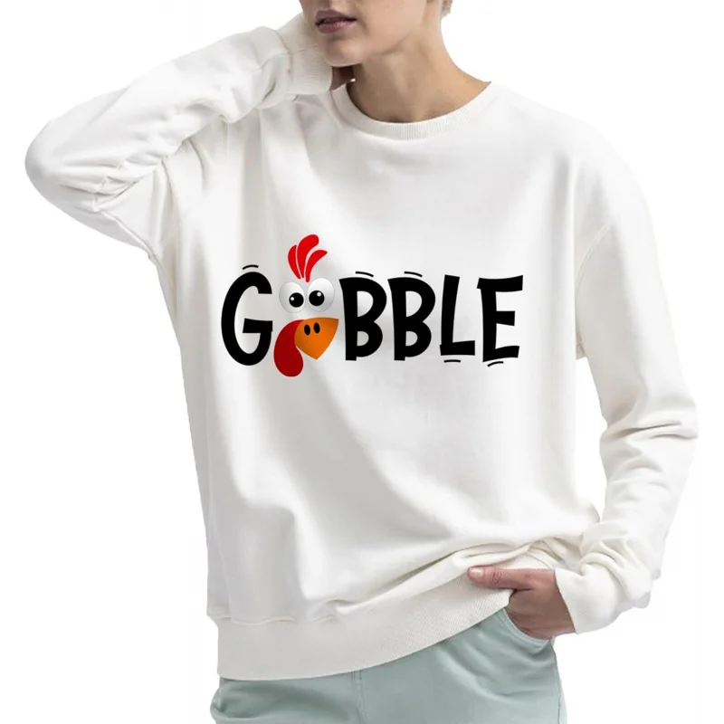 Interesting Gobble long sleeved turkey pattern design suitable for family Thanksgiving sweatshirts