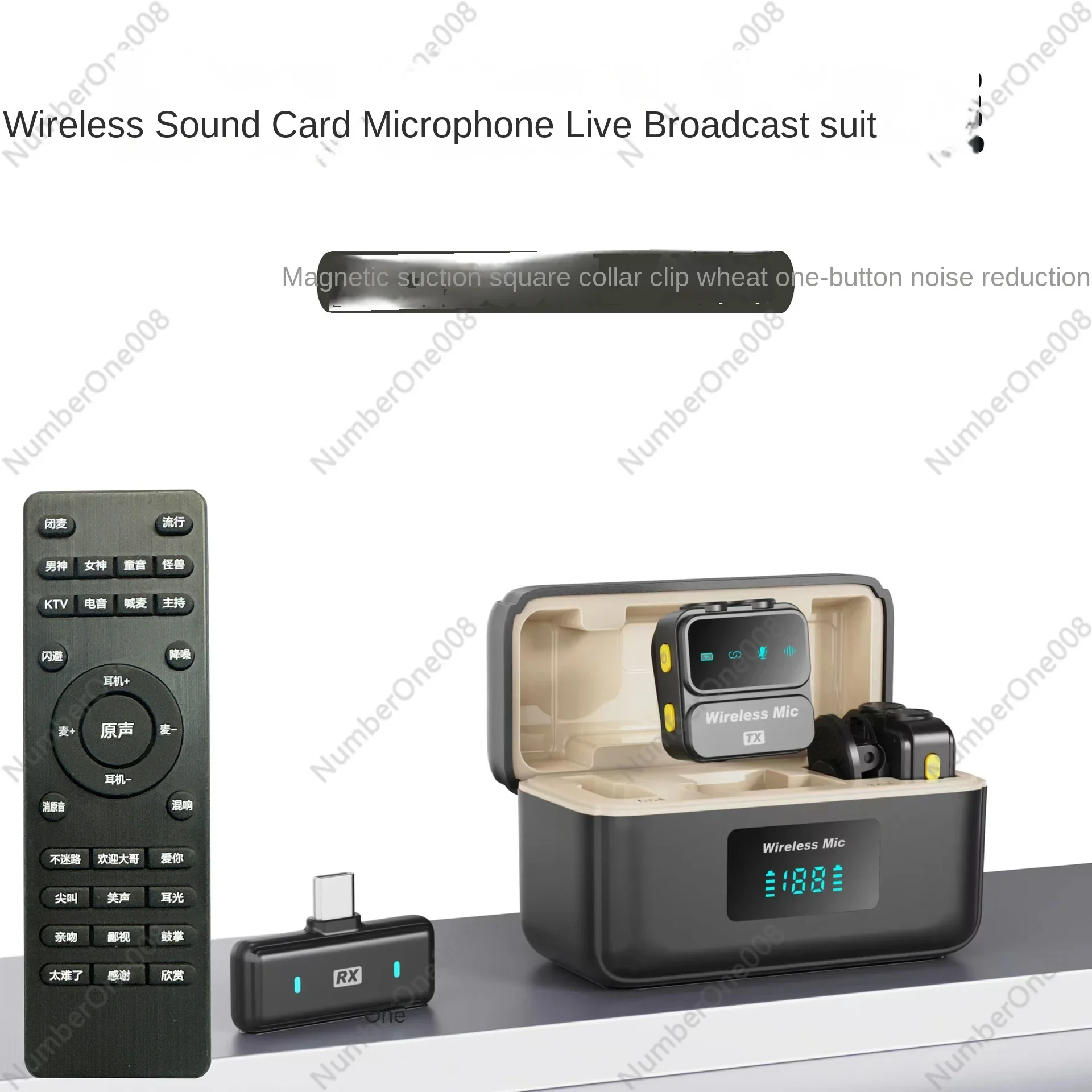 High Quality New Magnetic Suction Wireless Collar Microphone Sound Card Integrated Live Broadcast Karaoke Bluetooth Backing